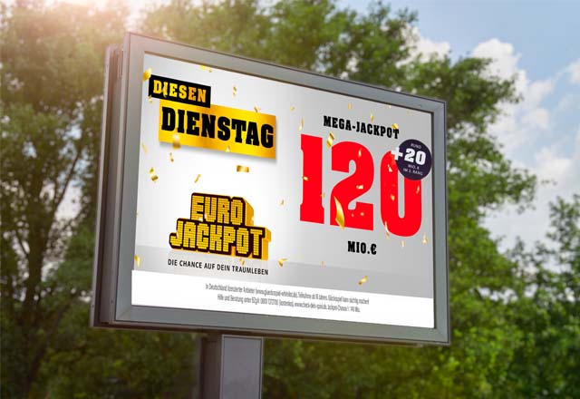 240116Eurojackpot_Aussenwerbung_Di_120+20 – (c) Schlag und Roy GmbH640 252 Hochgewinne Eurojakcpot 1. Halbjahr 2021