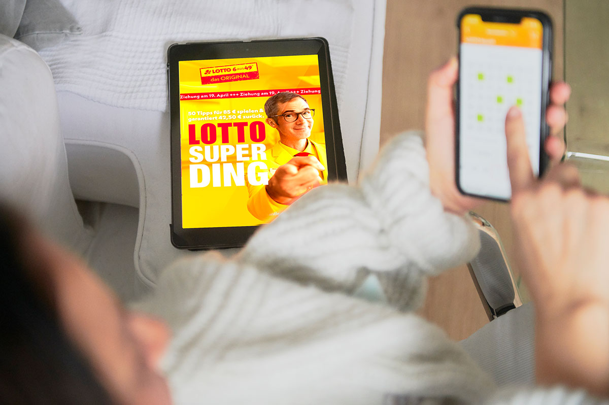 Lotto-SuperDing-Werbung auf Tablet | WestLotto