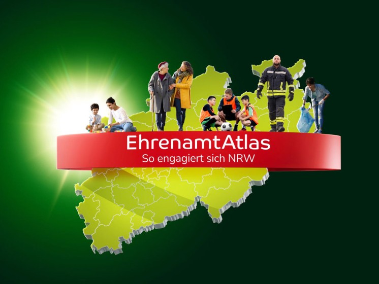 EhrenamtAtlas-Grafik zeigt Ehrenamtler auf einer NRW-Landkarte