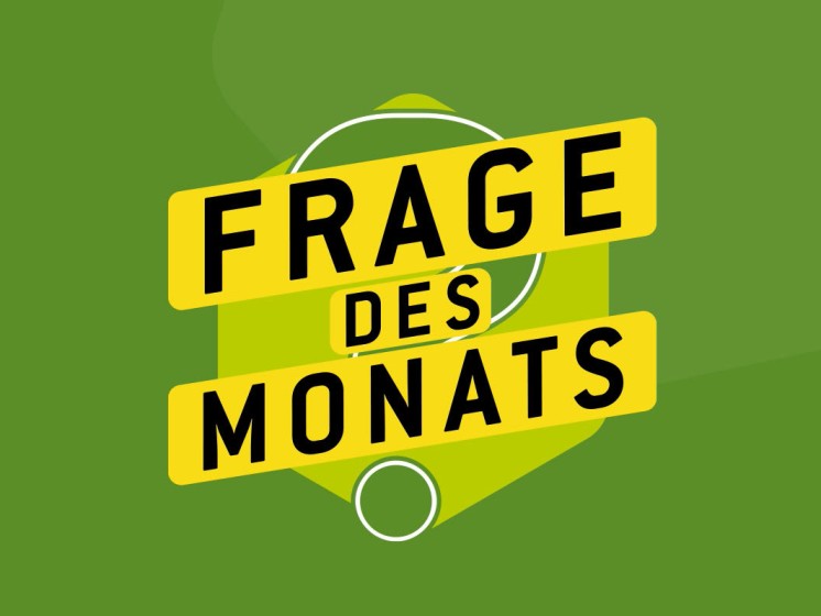 Gelber Schriftzug "Frage des Monats" vor grünem Hintergrund | WestLotto