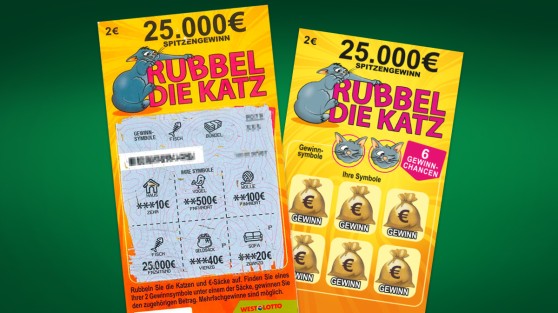 Zwei WestLotto-Rubbellose Rubbel die Katz