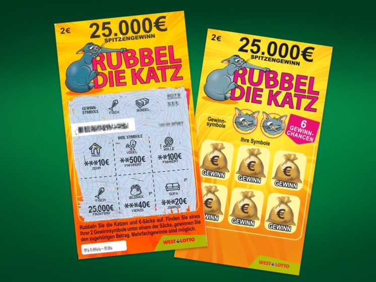 Zwei WestLotto-Rubbellose Rubbel die Katz