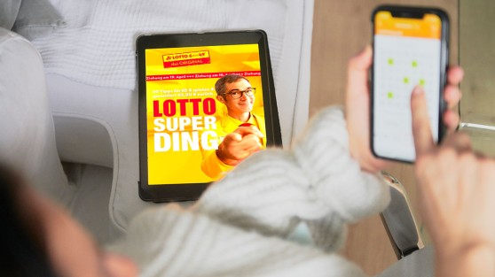 Lotto-SuperDing-Werbung auf Tablet | WestLotto